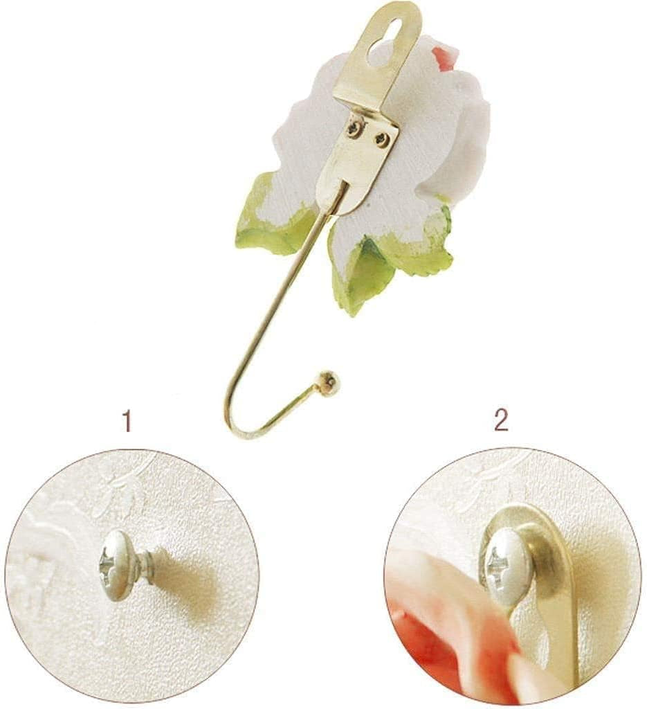 Rose Resin Wall Hooks (3pc) - Wall Mounted Creative Flower Iron Hook for Hanging Coat/Hat/Key/Towel/Handbag