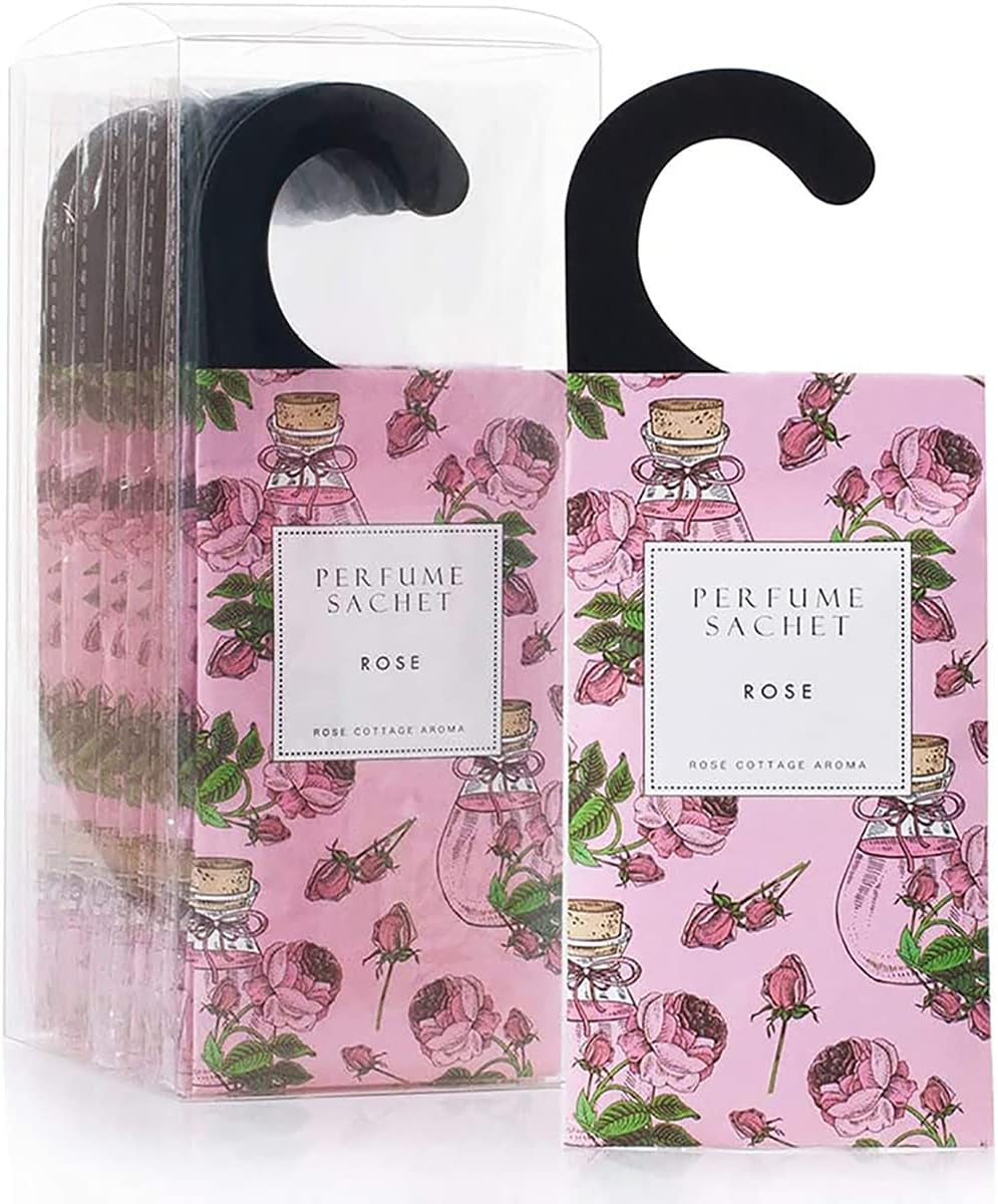 Rose Hanging Closet Deodorizer/Air Freshener (12pk/Long Lasting Scented Sachets)