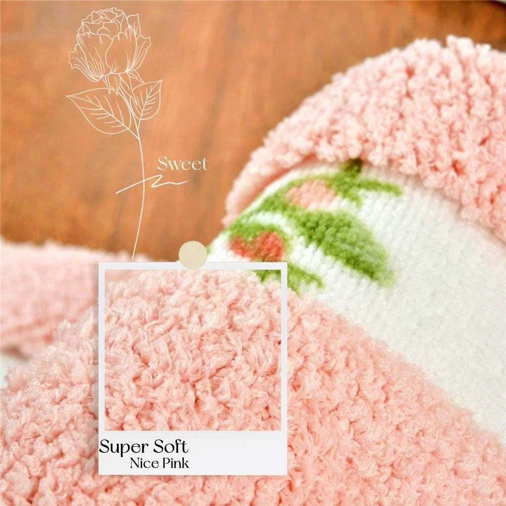 Beautiful Rose Flower Area Rugs for Living Room Bedroom Bathroom Rugs Bath Mat Super Soft Non Slip Absorbent Floral Style Nice Pink 17.71 X 49.21 Inch